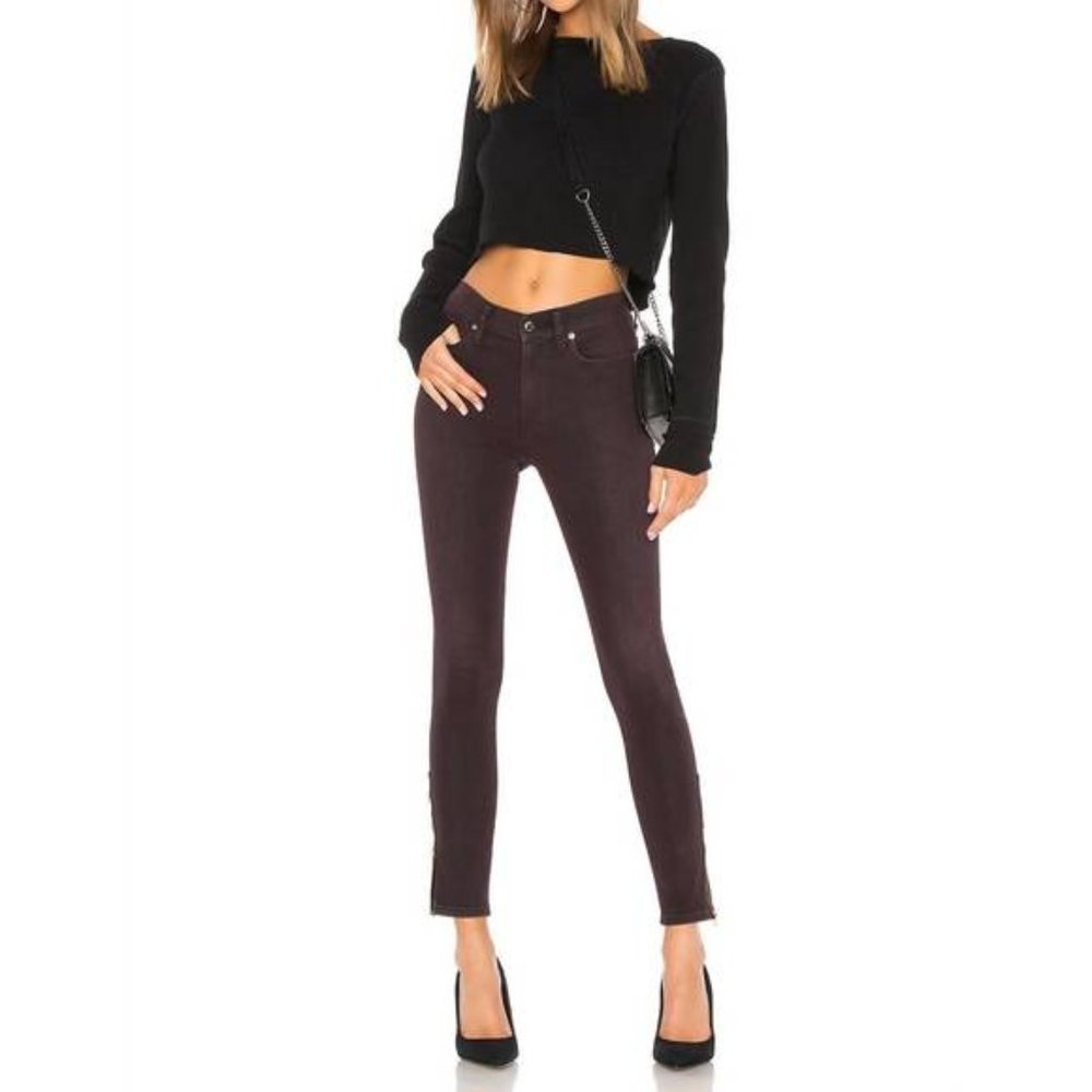 Hudson - Barbara High Rise Ankle Jewel Side Zip in Deep Red